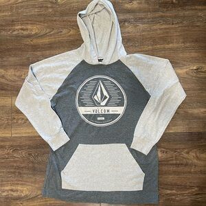 Volcom Hoodie Mens Sz Med Gray White Pullover